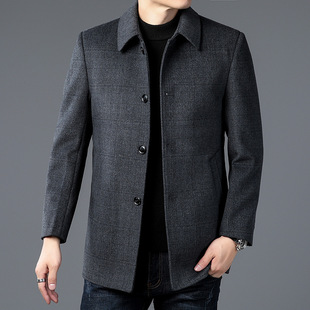 Winter Clothing for Middle-Aged and Elderly Men's Woolen Outwears Casual Lapel Short down Liner Warm Cashmere Jacket