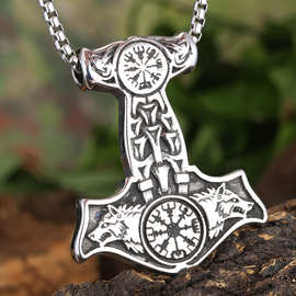 时尚外贸维京雷神之锤钛钢吊坠欧美男士时尚霸气不锈钢批发