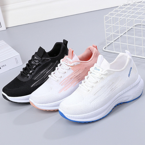 2024 new spring and autumn running shoes for women, versatile, comfortable, soft sole, lightweight mesh, breathable casual sports shoes, shallow mouth