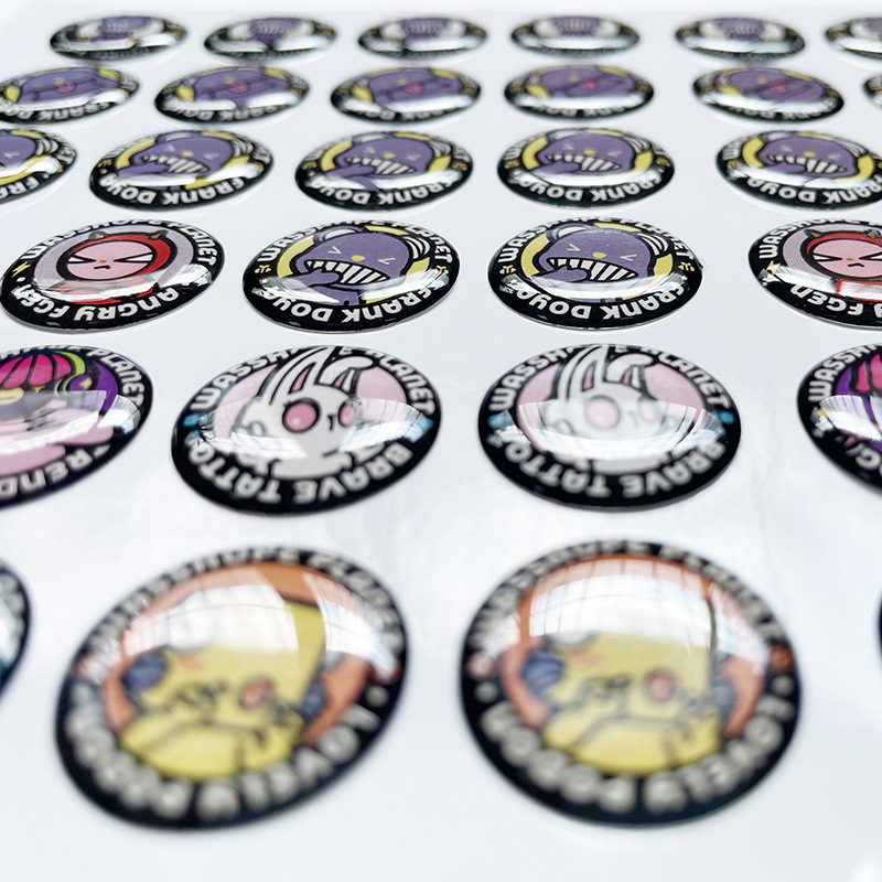 批发个性化卡通水晶贴纸圆形透明强背胶不干胶滴胶贴纸环氧贴纸