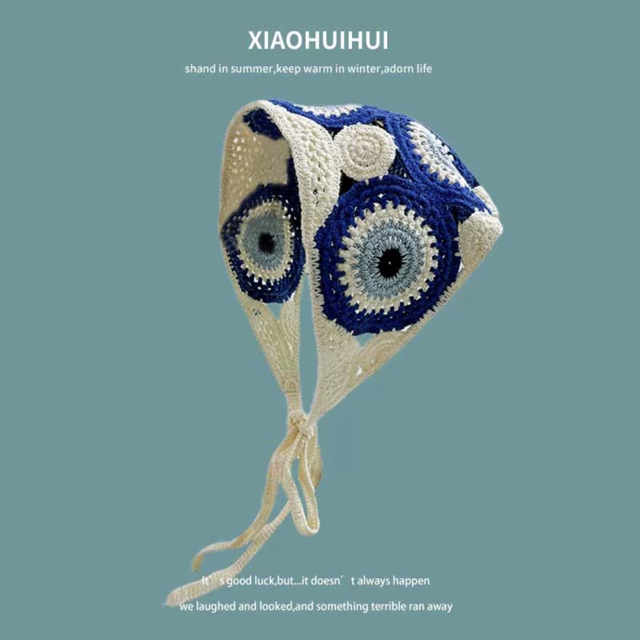 Turbante retro francés, bufanda triangular para mujer, diadema, salida de primavera y verano, dulce y lindo, estilo artístico de ganchillo hecho a mano, sombrero de Baotou