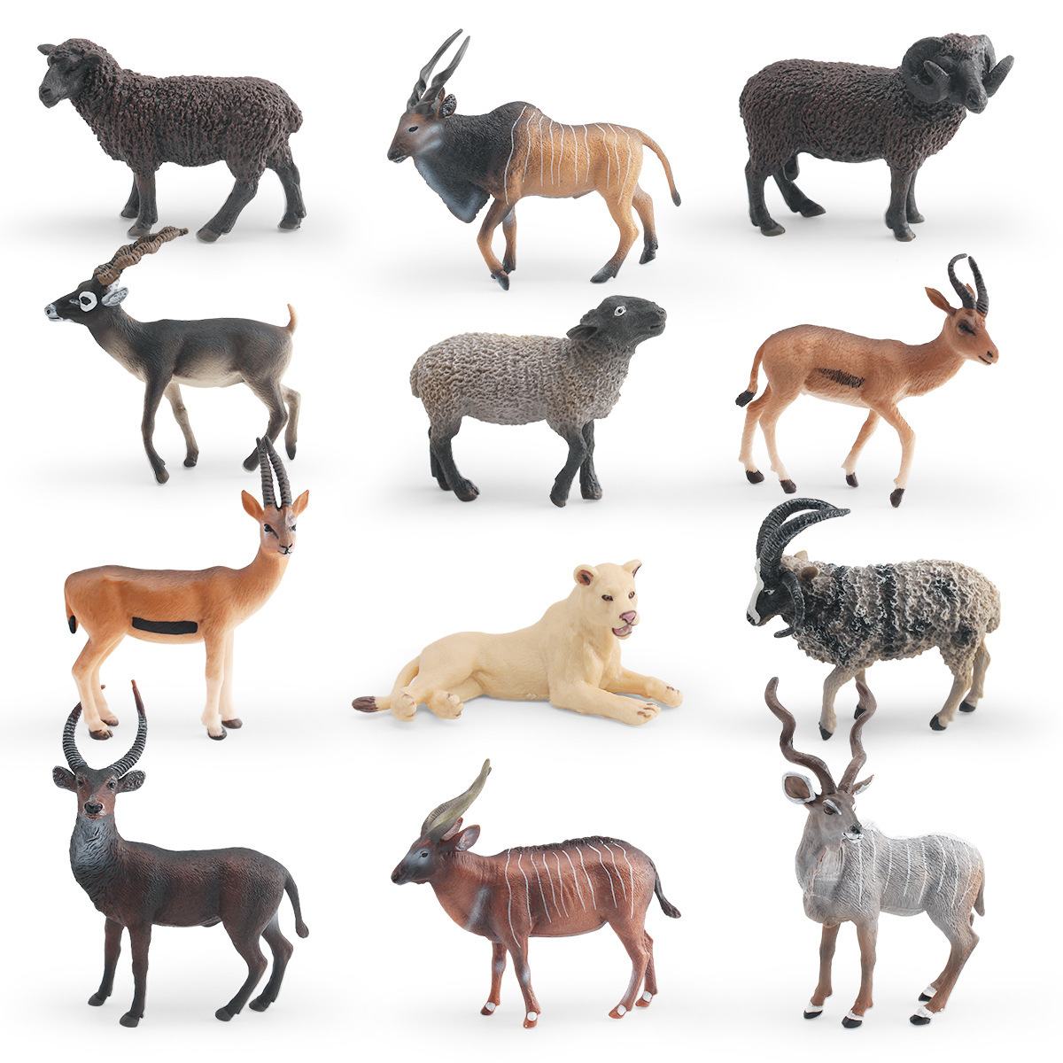 Exportación transfronteriza infantil simulación de juguetes de animales forestales antílopes púrpura africanos cuernos largos bisontes montañas adornos de arroz