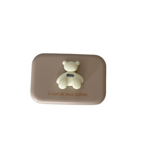Milk tea color ~ ins style contact lens box, small and portable double companion box, contact lens box, cute bear B75