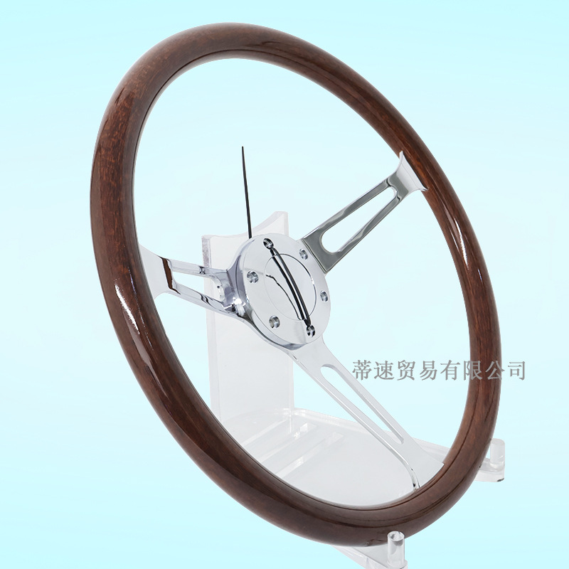 Best-selling modified car steering wheel, classic retro 15inch peach wood color steering wheel, 380MM electroplated bracket with concave center