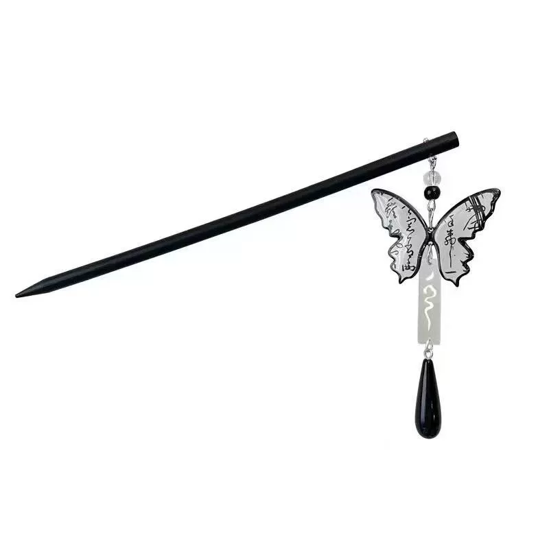 Шпилька для волос Ink Butterfly в китайском стиле, кисточка и амулет, вес 15 г