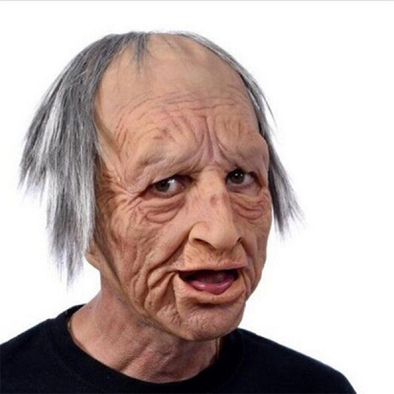 Cross-Border New Product Amazon Halloween Hot Model Elderly Mask Headgear Old Man Grandpa Face Wig Mask