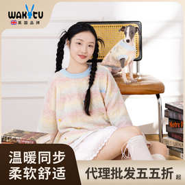 Wakytu英国人宠亲子毛衣宽松甜酷百搭渐变色秋冬圆领套头保暖柔软