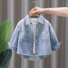 Boys' denim shirt 2023 new style children's long-sleeved shirt spring and autumn loose-fitting fashionable trendy coat