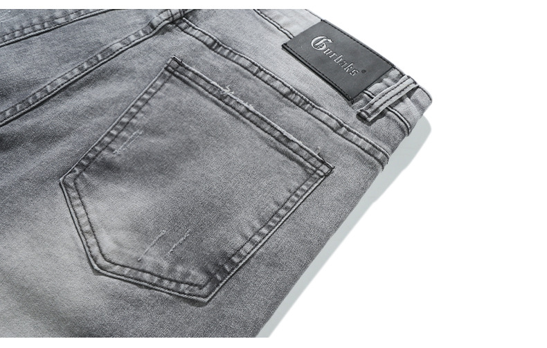 2023 Spring/Summer new solid-color jeans for men, washed light gray distressed pants with frayed edges, American straight-leg pants pic 31