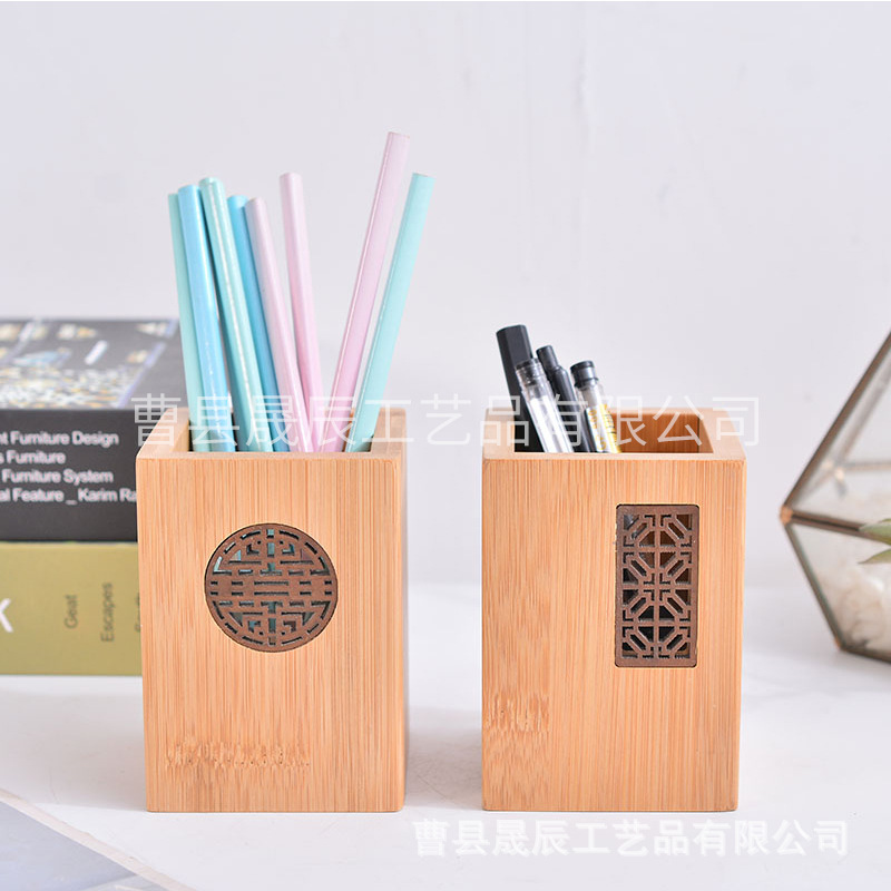 Portalápices de madera maciza de nogal, portalápices de escritorio para oficina, portalápices de madera maciza con almacenamiento hueco, simple.