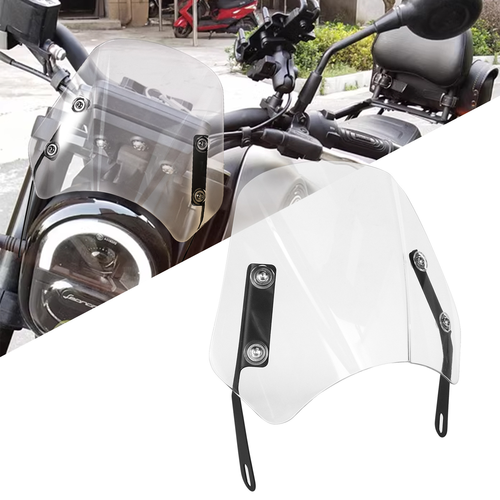 Retro Universal Motorcycle Headlight Windshield, Motorcycle Modification Accessories Windshield Protective Cover
