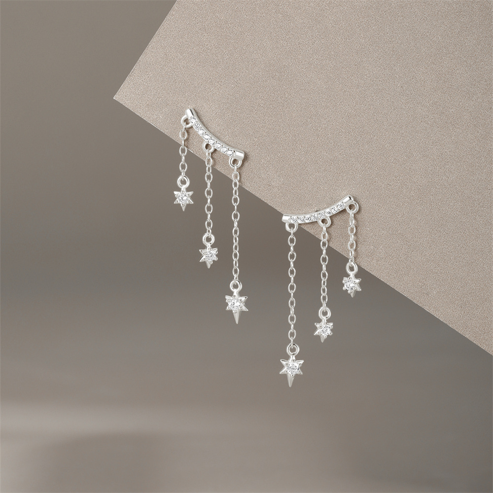 2g Weight 925 Sterling Silver Ear Needle Material Zircon Inlay Material Drop Earrings Classification 1 Pair Quantity Holiday, Banquet, Daily Occasion 925 Sterling Silver Material Geometric Pattern Women's Gender Tassel, Plating Design Simple Style Style 1 Pair 925 Sterling Silver Zircon Geometric Drop Earrings 16