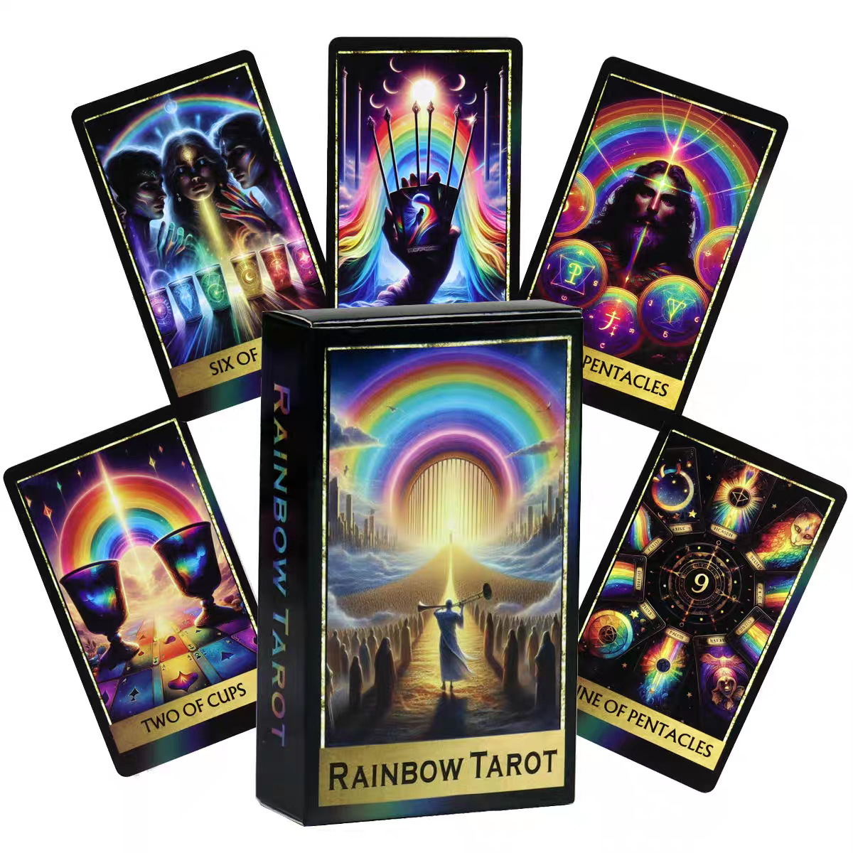 Regenbogen Tarotkarten Englisch Partyspiel Brettspiel Set_voghion.com