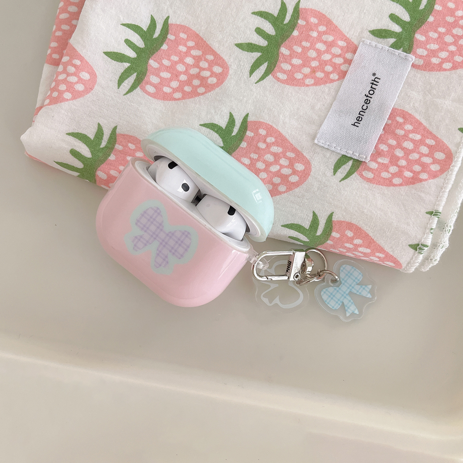 Lazo rosa y verde para Airpods1/2da generación para auriculares Colgante Pro2 Nueva 3/4 generación airpodsPro Mujer