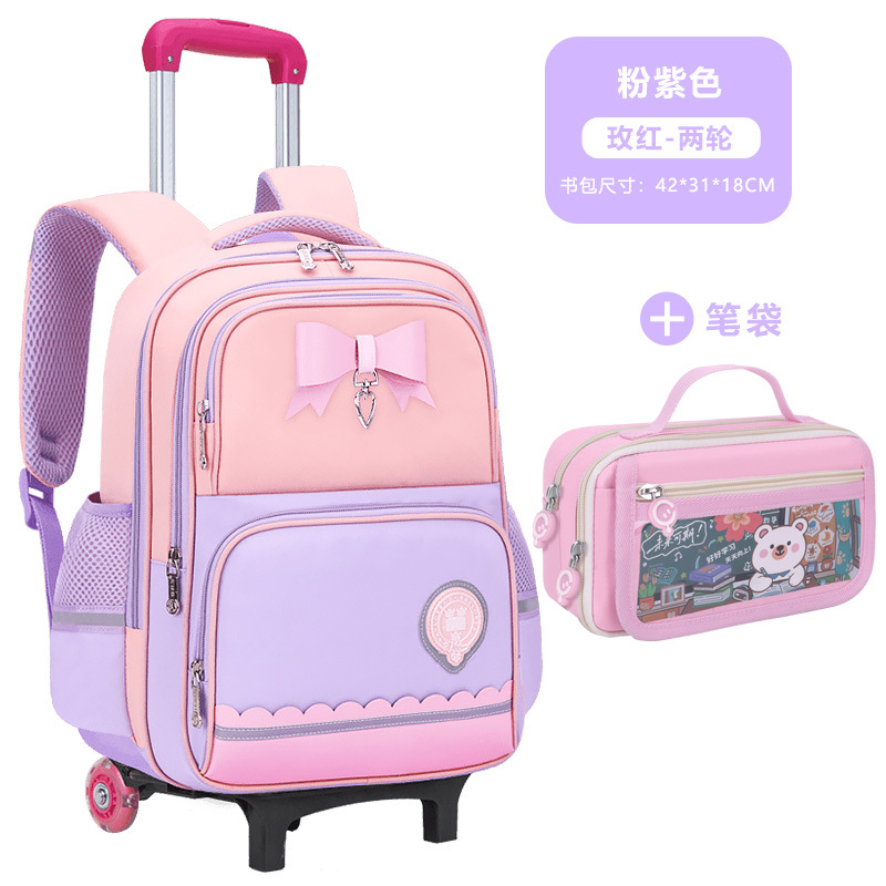 Mochila Escolar con Ruedas para Primaria Grados 2-6 de Tela de Oxford Impermeable Reducción de Carga para Escuela