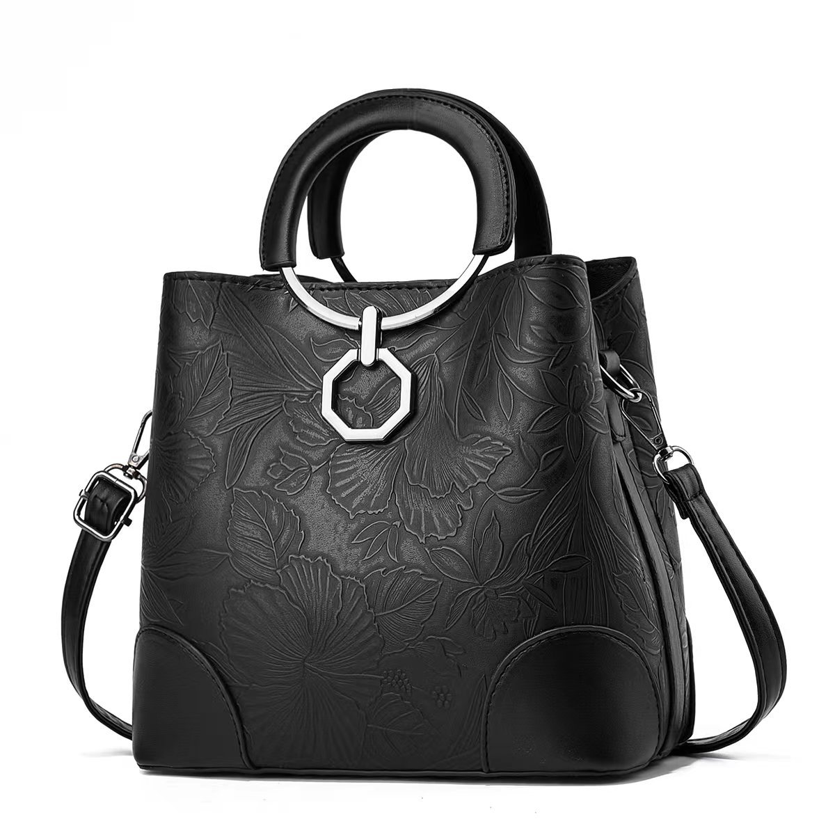 Women's Large Pu Leather Flower Streetwear Zipper Handbag display picture 1