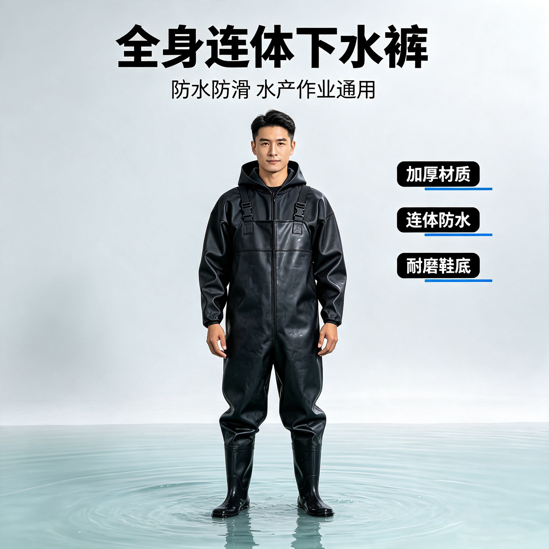 Thickened wear-resistant one-piece raincoat, waterproof and oil-proof workwear, full-body dustproof, fishing rain pants and rain boots