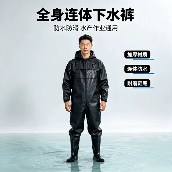 Thickened wear-resistant one-piece raincoat, waterproof and oil-proof workwear, full-body dustproof, fishing rain pants and rain boots