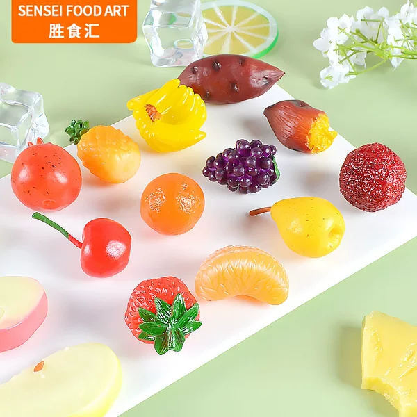 Mini food and play model simulation fruit props PVC strawberry lemon slice pineapple fake fruit pendant schoolbag pendant