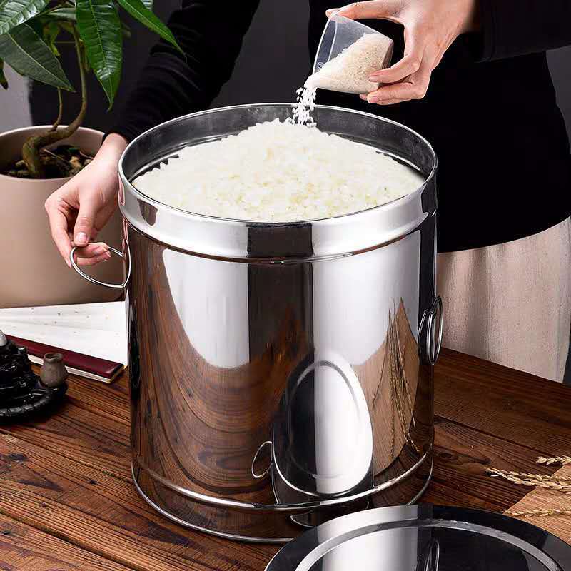 Stainless steel Sealed barrel household Rice barrel Chu meter box Pest control Rice VAT flour 50 Jin 25kg30 Storage tank 10 Jin