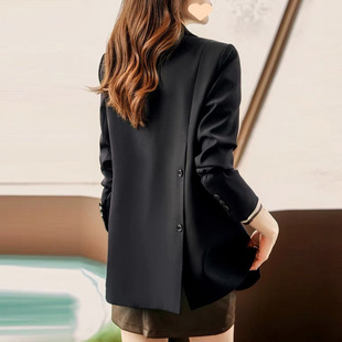 High-End Black Suit Jacket for Women Spring and Autum 2025 Autum New Popular Design Suit Top Jacket