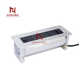 智能电动一体翻转多功能插排隐藏嵌入式办公会议桌面线盒吧台插板