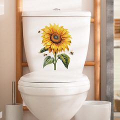 外貿浪漫向日葵蜜蜂兒童臥室馬桶貼家居裝飾牆貼貼紙自粘批發跨境