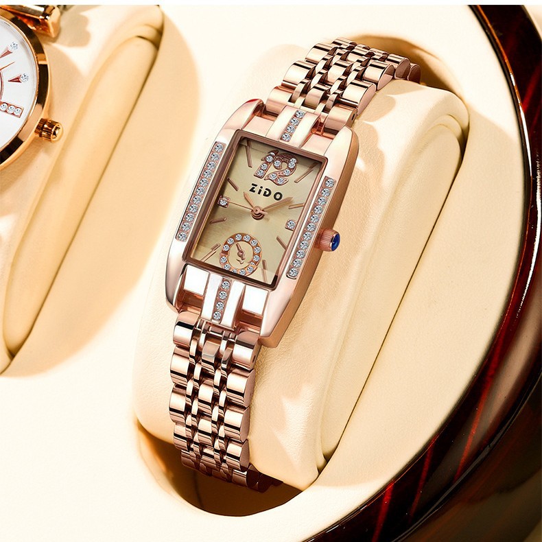 Zido Brand High-End Women's Watch, Fully Automatic Watch for Women, Fashionable Light Luxury Steel Band Quartz Watch, Versatile