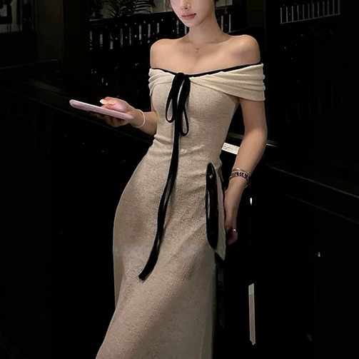 Coco'Windsor Love' Romantic One-Shoulder Tie-Waist Bodycon Dress for Women in Spring