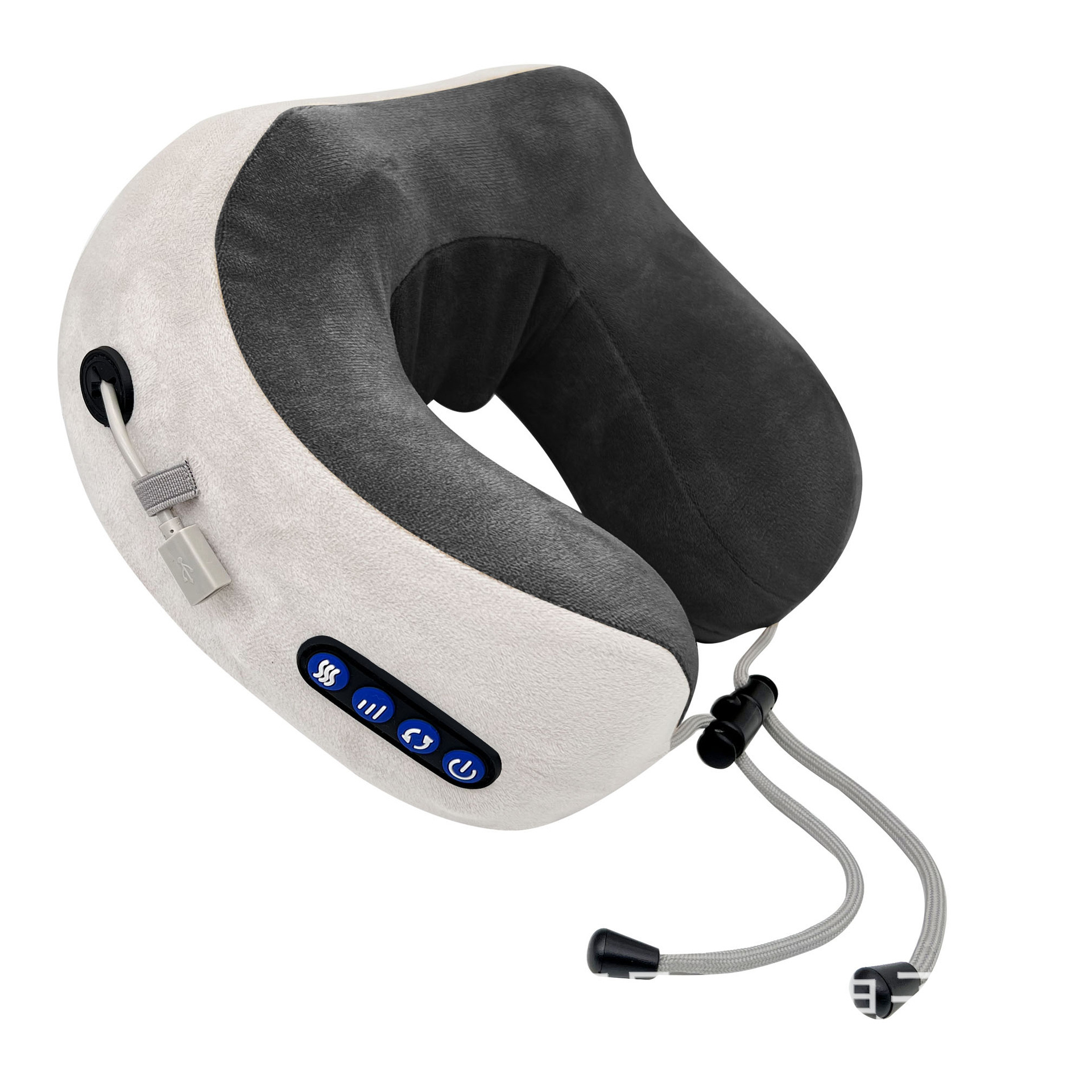 almohada eléctrica portátil de cuello en forma de U con almohada de memoria de algodón elástica, masaje relajante para la columna cervical en viaje de negocios