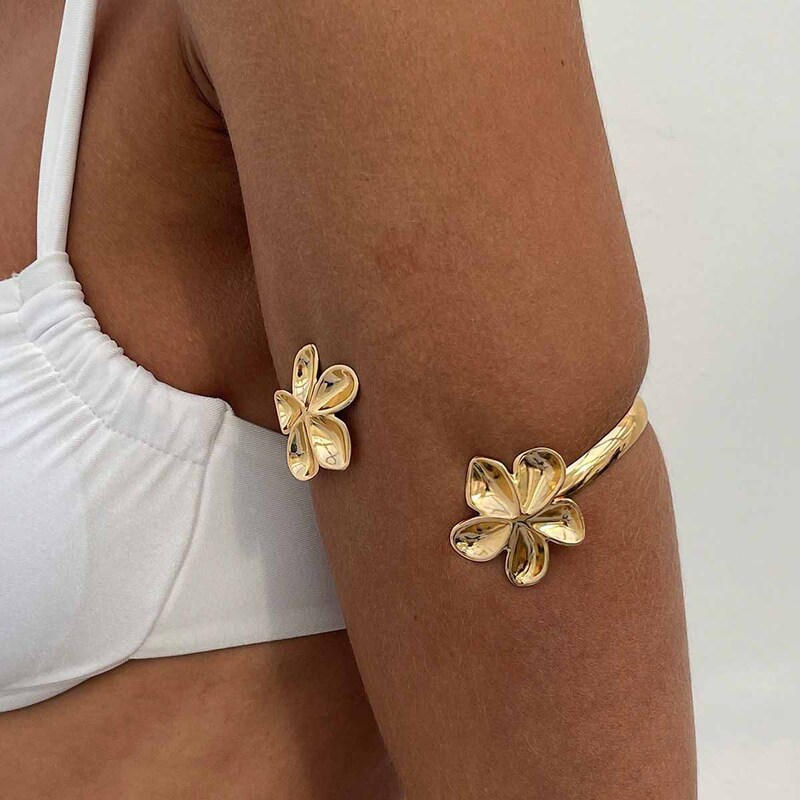 European and American Cross-Border Jewelry Upper Arm Cuff Bracelet Beach Starfish Open Arm Bracelet Personalized Flower Adjustable Jewelry for Women