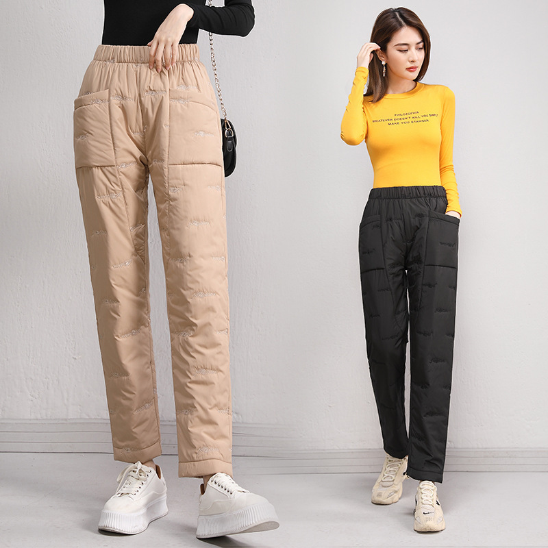 Light Down Cotton Pants Women's Outer Wear Fashion 2025 Winter New Straight Leg Pants Loose Slimming plus size Warm Pants Women Light Down Cotton Pants Women's Outer Wear Fashion 2025 Winter New Straight Leg Pants Loose Slimming plus size Warm Pants Women