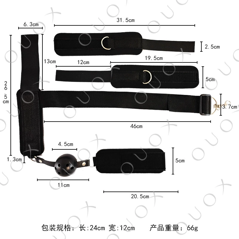 Backhand Restraint Set — Gag Ball, Handcuffs & Nipple Clips, Adjustable Straps, Soft Pad