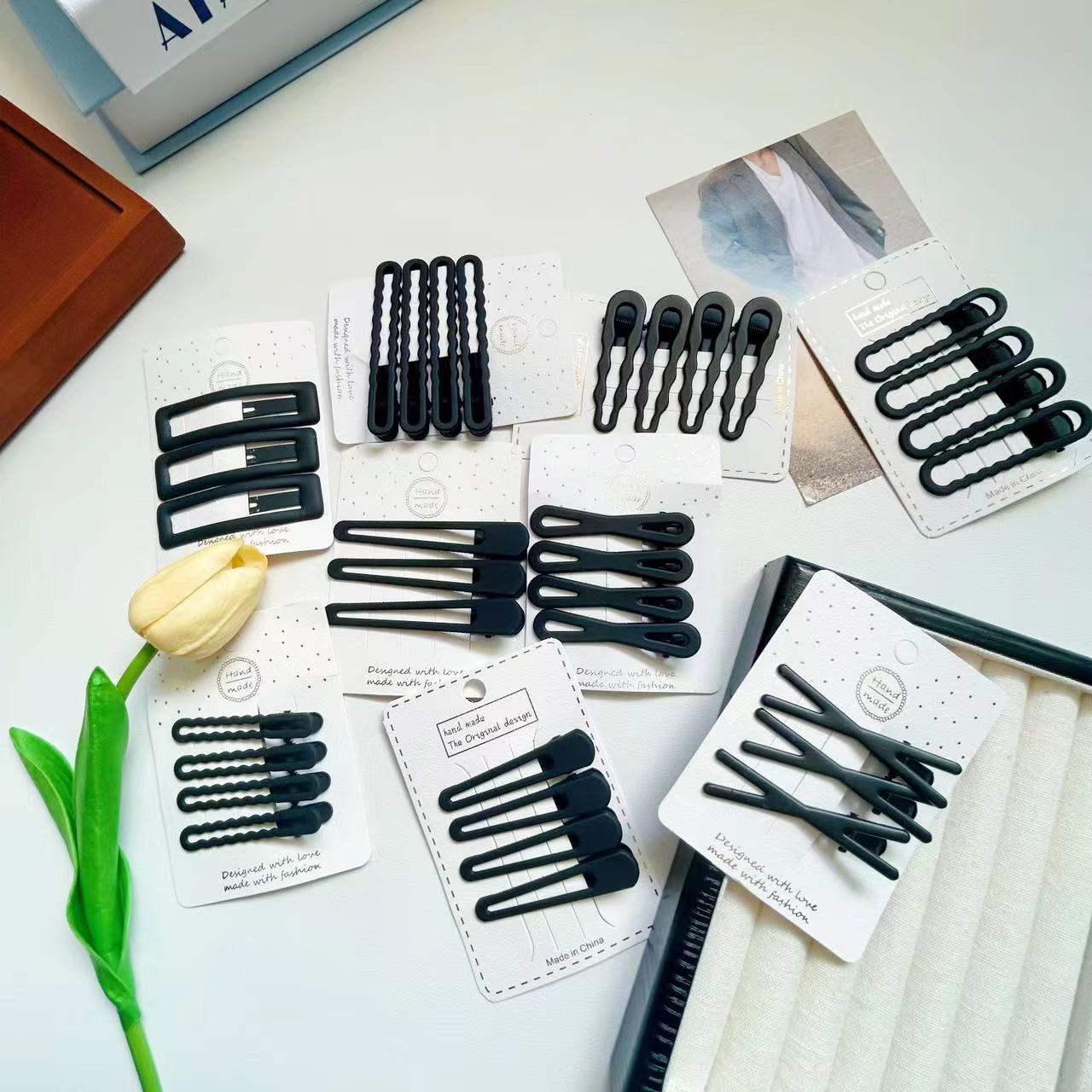 Clipe de pelo negro esmerilado simple nuevo clip de pelo sin marcas rotas silla clip de pelo de boca de pato clip de pelo accesorio clip de pelo lateral clip bb clip