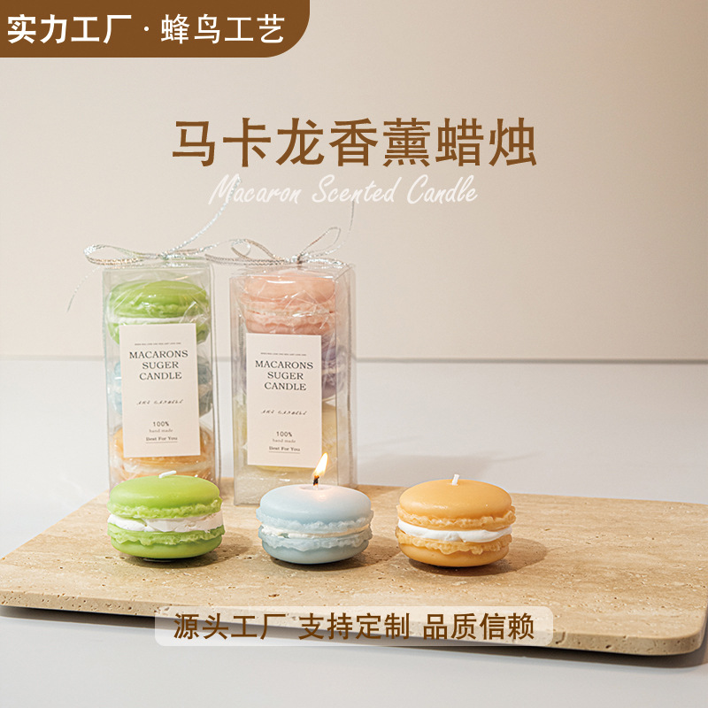Ventas transfronterizas de macarón sin humo de aroma vela dulce lindo regalo de cumpleaños regalo al por mayor venta caliente