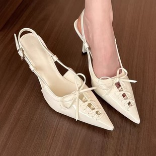 French Pointed Toe Sandals Stiletto Heel Strap High Heels Women's Outfit 2025 Summer New Fairy Style Toe Sandals