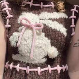 秋冬新款女装高级感精致小众设计慵懒短款手打针织毛衣背心女上衣