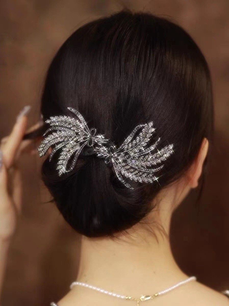 Platinum Siya 2023 nueva pluma updo artefacto cabeza de bola femenina Pelo Rizado titular exquisito elegante horquilla tocado