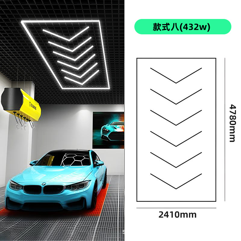 Lámpara de trabajo para estación de lavado de autos de aluminio, luz de panal para estética automotriz, luz LED para taller 4S, luz de techo para taller de reparación, luz diurna para lavado de autos