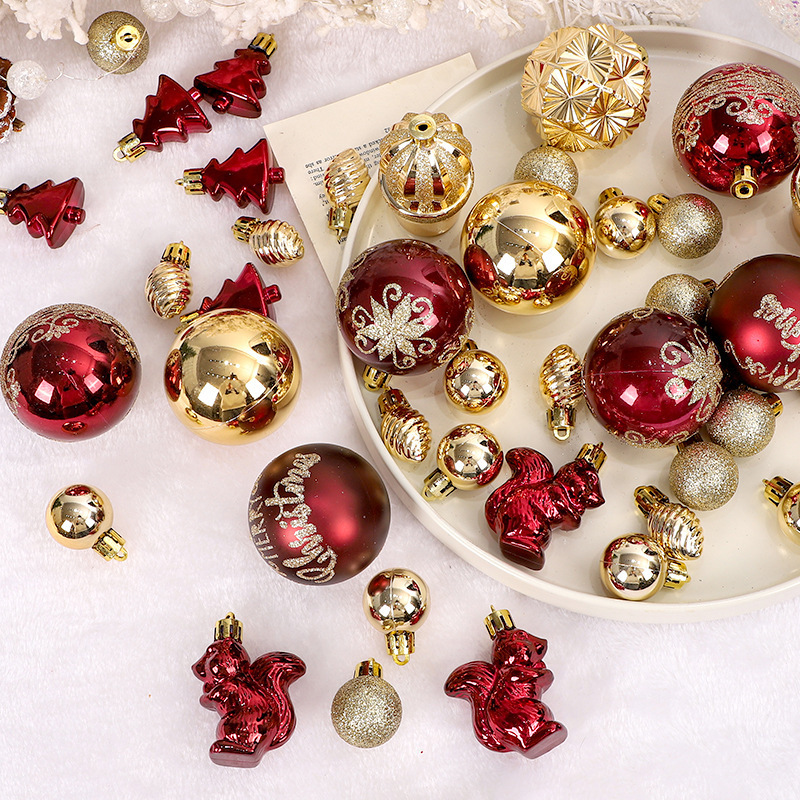 クリスマスデコレーションレッドグリーンゴールド42高品質塗装クリスマスボールセットクリスマスツリーペンダントクロスボーダークリスマスデコレーション|undefined