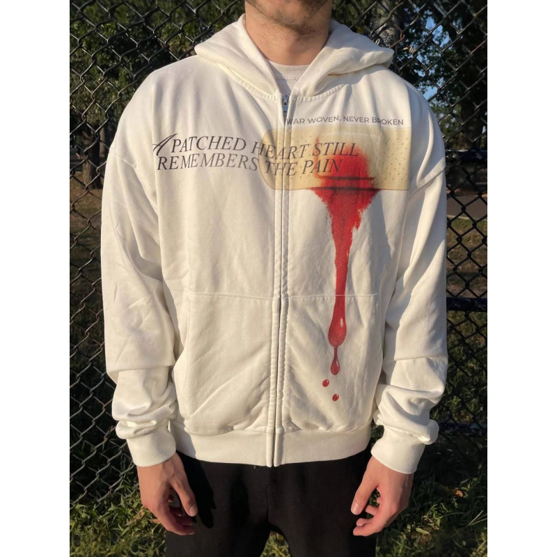 Men's Clothing Street Sweatshirt European And American Long Sleeved Pullover Hoodie Sweatshirt Dark Retro Punk Print Jacket_viptrois.com