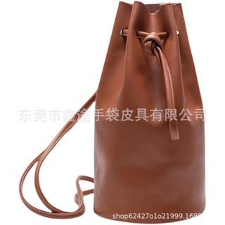 创意设计PU圆筒双肩包 皮革皮质覆合束口包 个性时尚抽绳斜挎背包