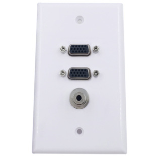 Welding-free audio DC3.5 female VGA dual-port panel direct plug wall plug computer socket 115 * 70mm