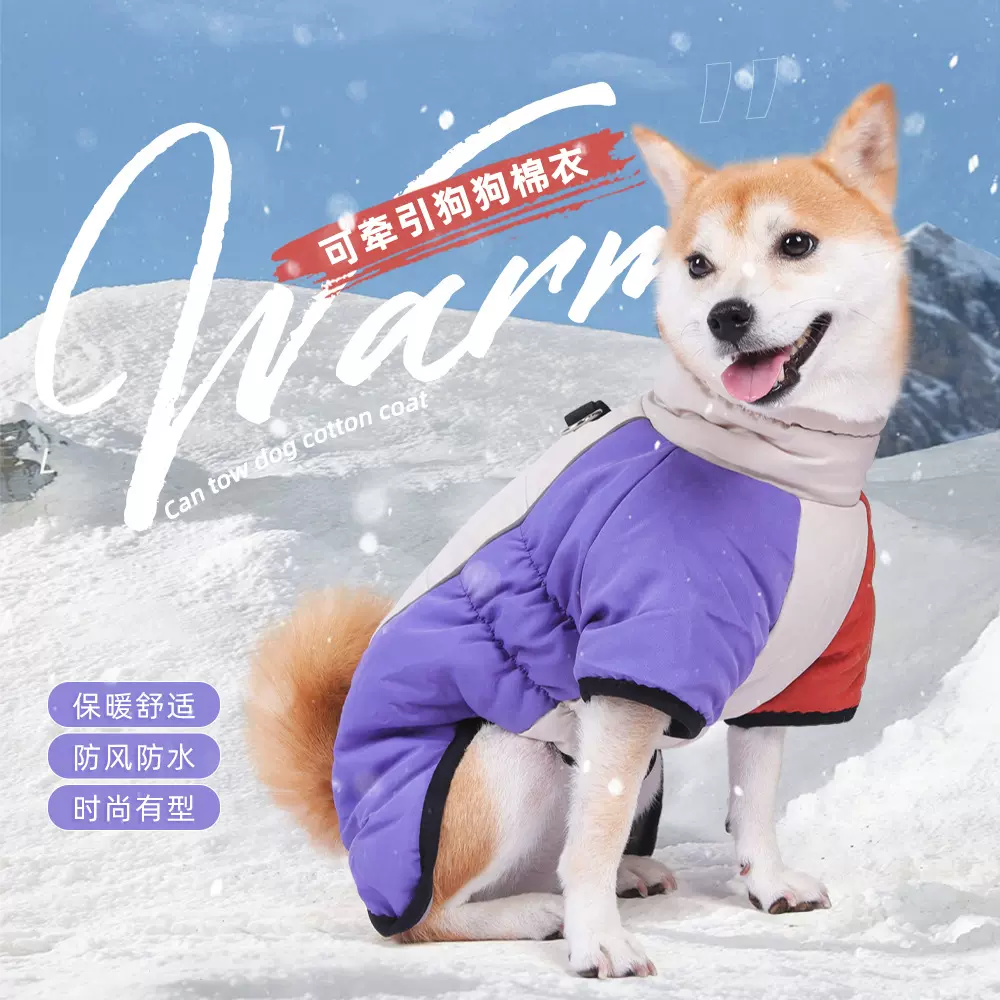 新款狗狗衣服秋冬季宠物柴犬防风立领狗狗棉衣反光加厚保暖宠物衣