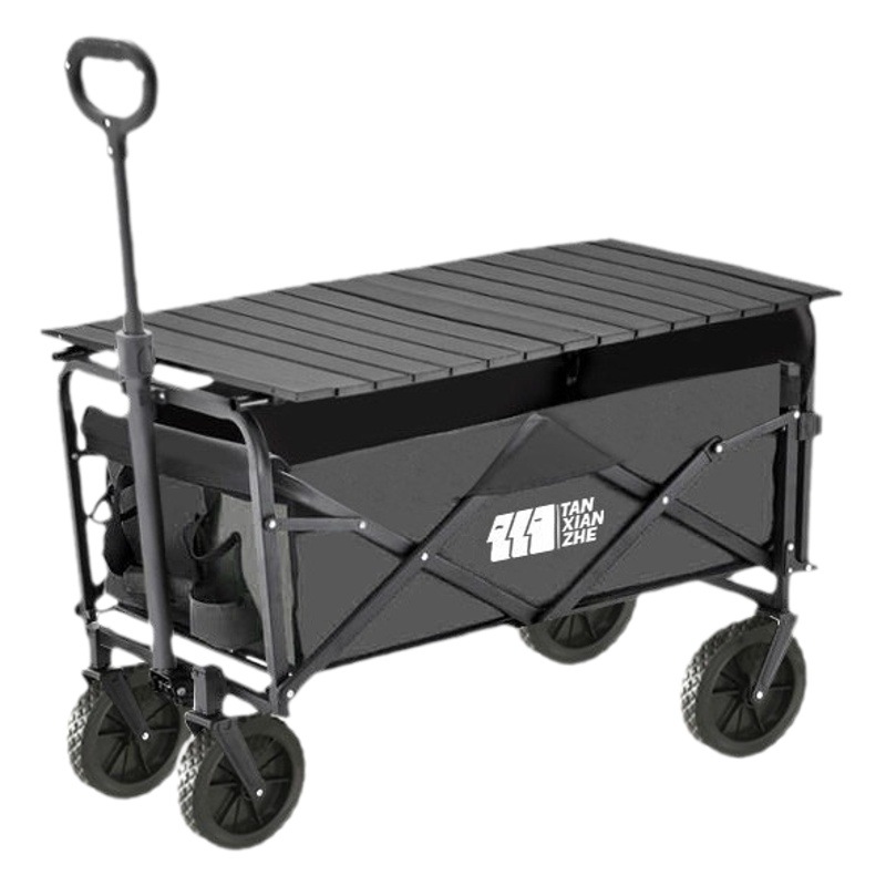 Explorer Camping Cart Folding Trolley Outdoor Camping Children's Reclining Stroller Camp Cart Rear-Opening Small Trailer
