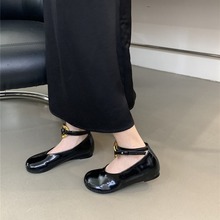 韩版圆头软皮软底平底单鞋脚腕扣带玛丽珍鞋气质时尚公主鞋金属扣