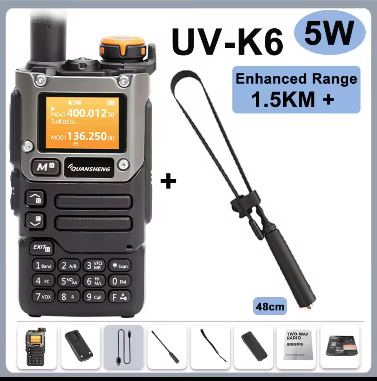 Quansheng UV-K6 walkie-talkie UV-k5 (8) un botón a la frecuencia de la aviación multibanda al aire libre comercio exterior explosivo al por mayor