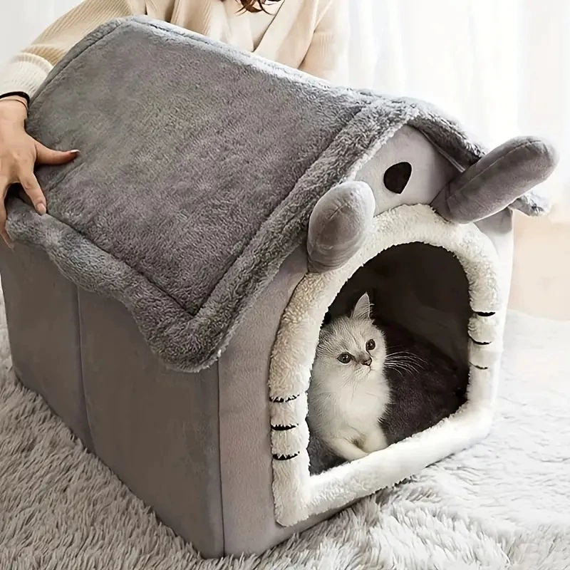 Зимнее тёплое универсальное отсоединяемое домик для кошек и собак, аксессуар для питомцев