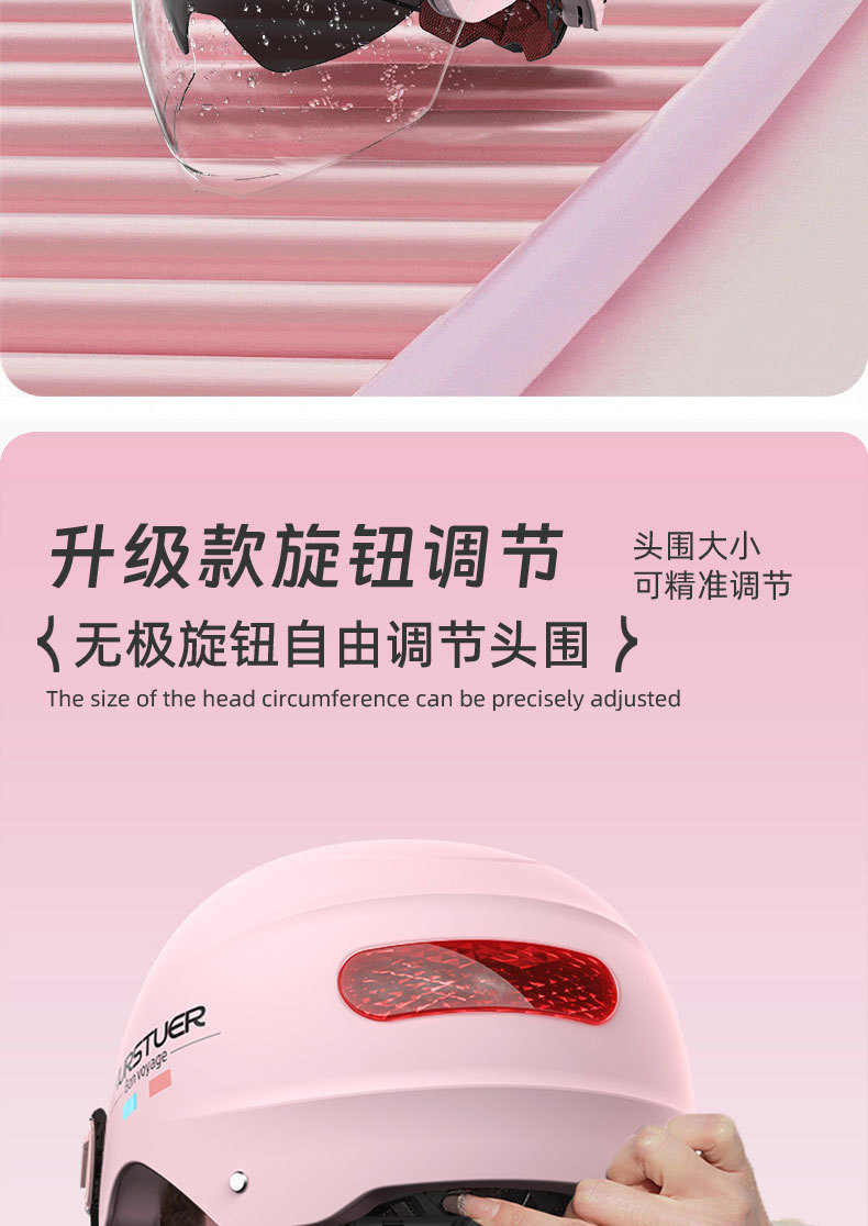 3C Certified Electric Vehicle Motorcycle Helmet for Women, Double-Layer Summer Breathable Sun Protection Electric Scooter Half Helmet with Colorful Mirror