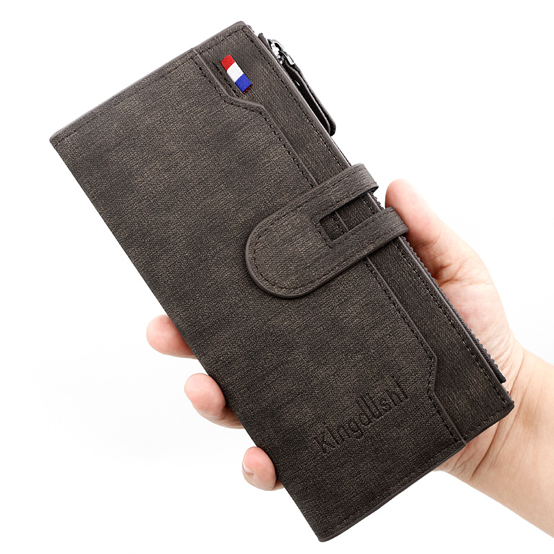 Nuevos hombres billetera larga moda simple pu hebilla magnética bolso de los hombres multi-Tarjeta titular embrague monedero al por mayor
